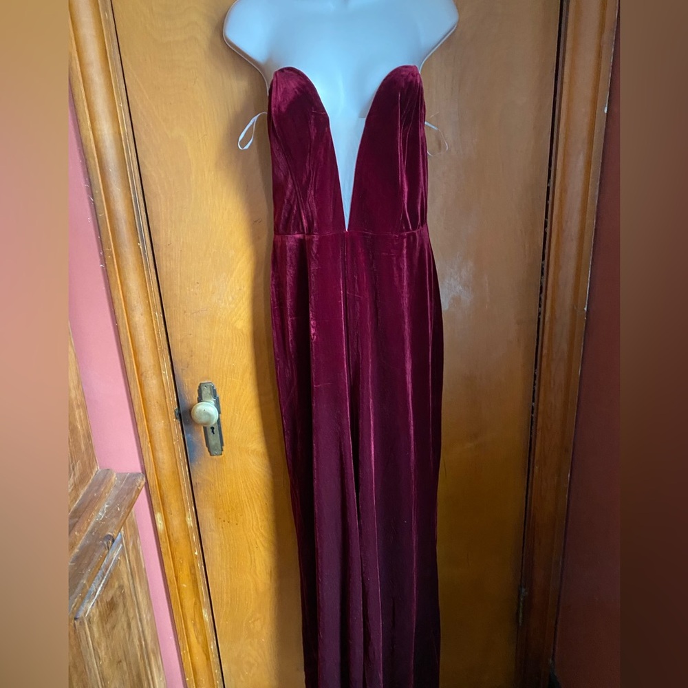 Lulus Velvet Strapless Agenda Jumpsuit